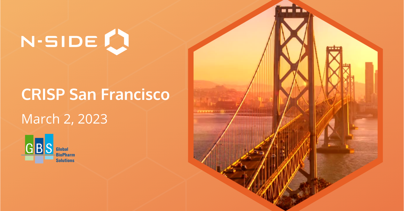 Orange background picture of San Francisco with GBS & N-SIDE logos